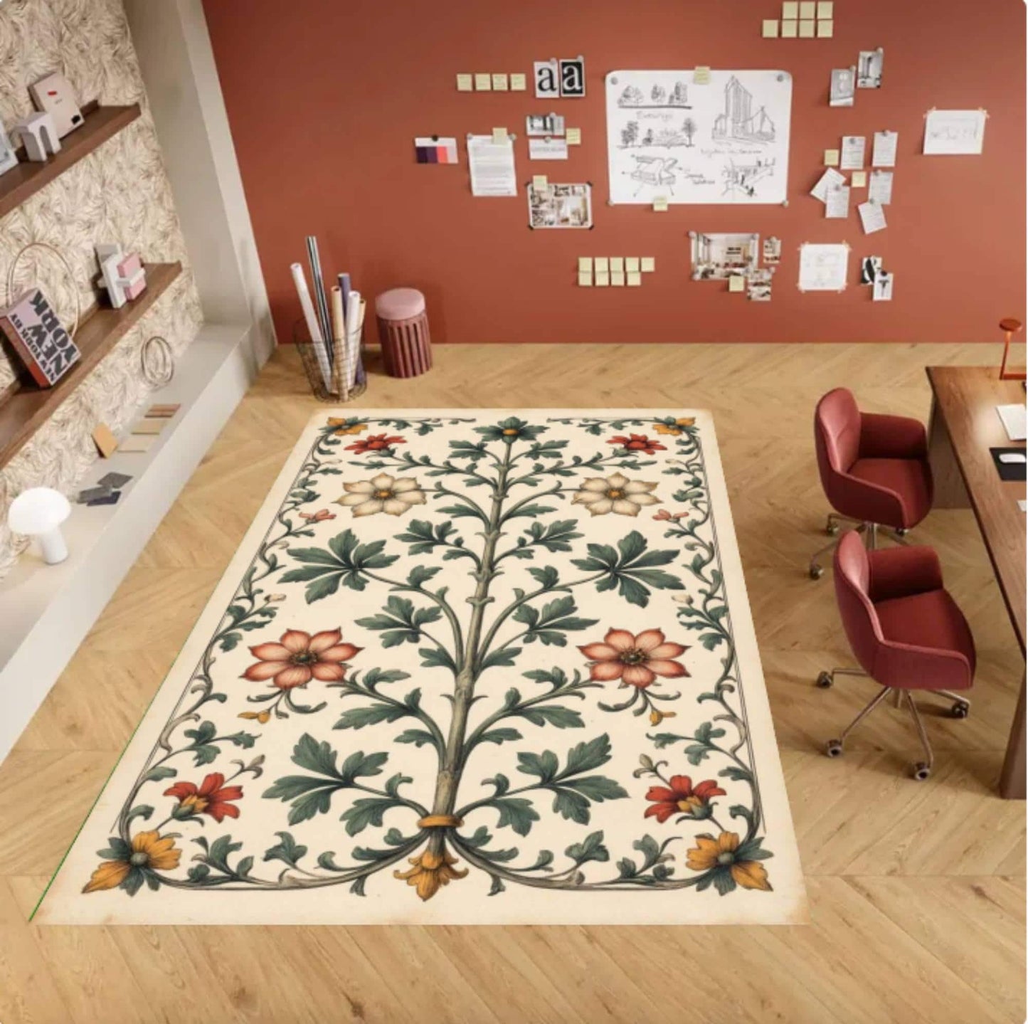 Cottagecore Floral Botanical Garden Rug Washable Non-slip