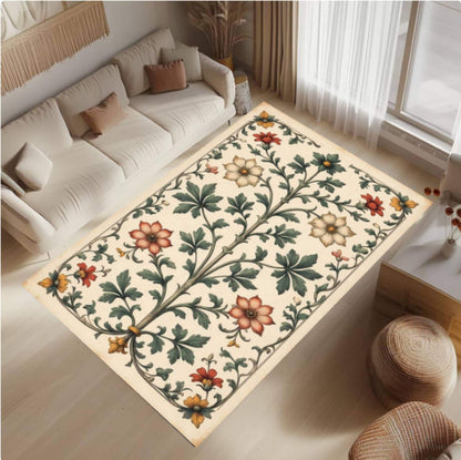 Cottagecore Floral Botanical Garden Rug Washable Non-slip
