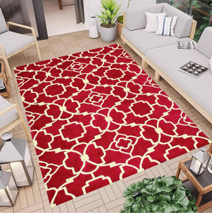 Red Moroccan Trellis Area Rug, Modern Geometric Carpet, Washable Non Slip Rug, Bold Statement Floor Decor, Living Room Bedroom Accent