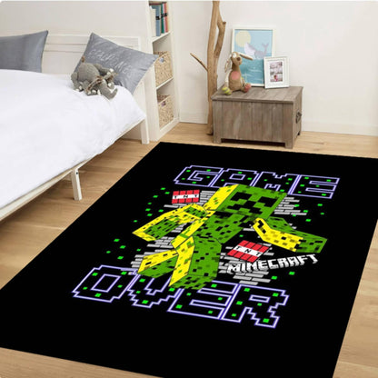 Pixel Monster Game Over Kids Area Rug Washable Non-slip