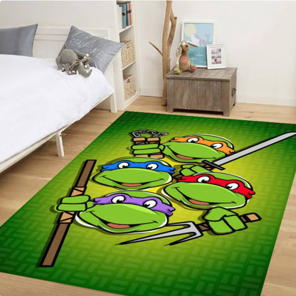 Cartoon Ninja Turtle Heroes Kids Area Rug