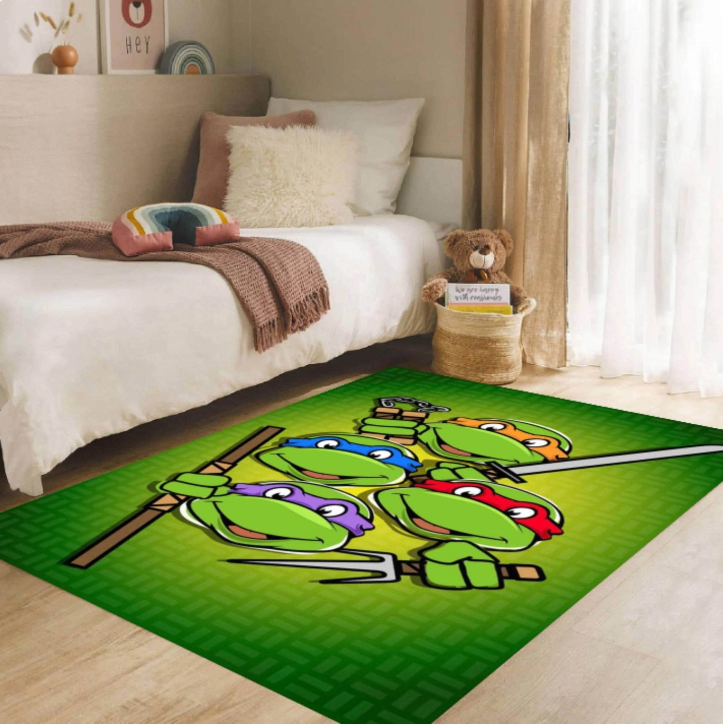 Cartoon Ninja Turtle Heroes Kids Area Rug