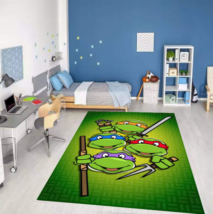 Cartoon Ninja Turtle Heroes Kids Area Rug