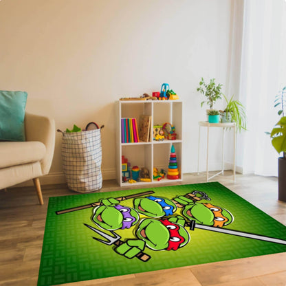 Cartoon Ninja Turtle Heroes Kids Area Rug