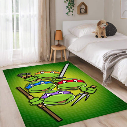 Cartoon Ninja Turtle Heroes Kids Area Rug