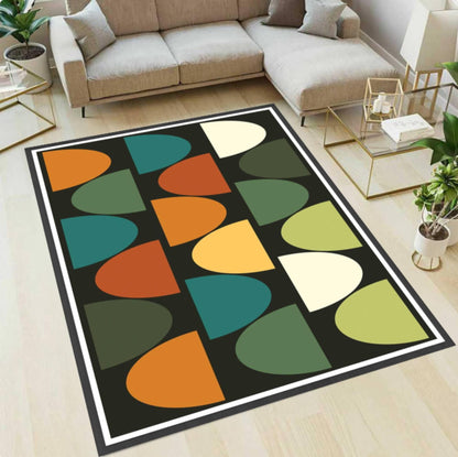 Mid-Century Modern Geometric Abstract Rug - Washable Area Rug