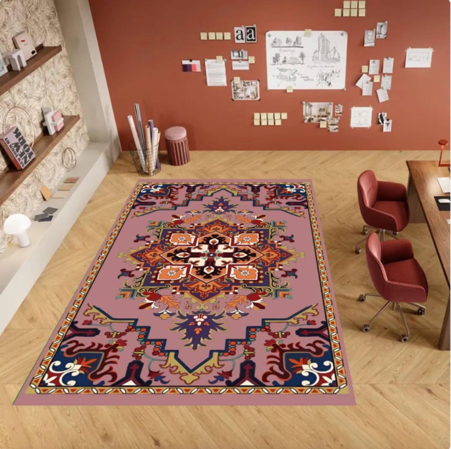 Vintage Oriental Washable Boho Living Room Rug