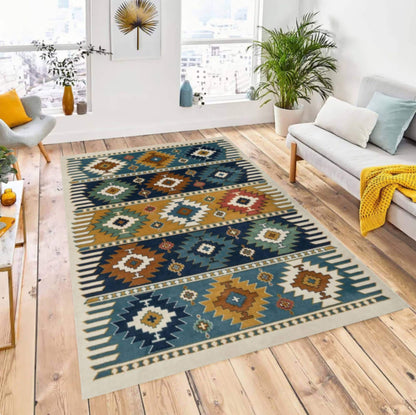 Boho Geometric Rug Washable Southwestern Tribal Rug