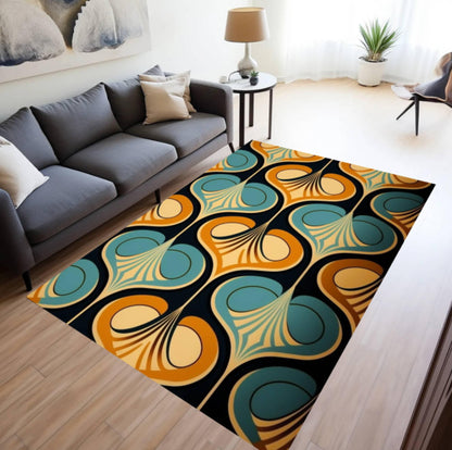 Retro 70s Mid-Century Abstract Arch Area Rug