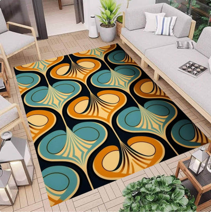 Retro 70s Mid-Century Abstract Arch Area Rug