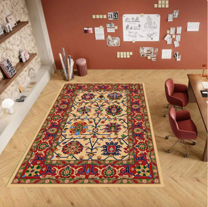 Washable Boho Rug Vintage Floral Medallion Non-slip