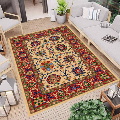 Washable Boho Rug Vintage Floral Medallion Non-slip