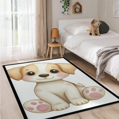 Cute Cartoon Puppy Nursery Rug – Washable Non-Slip