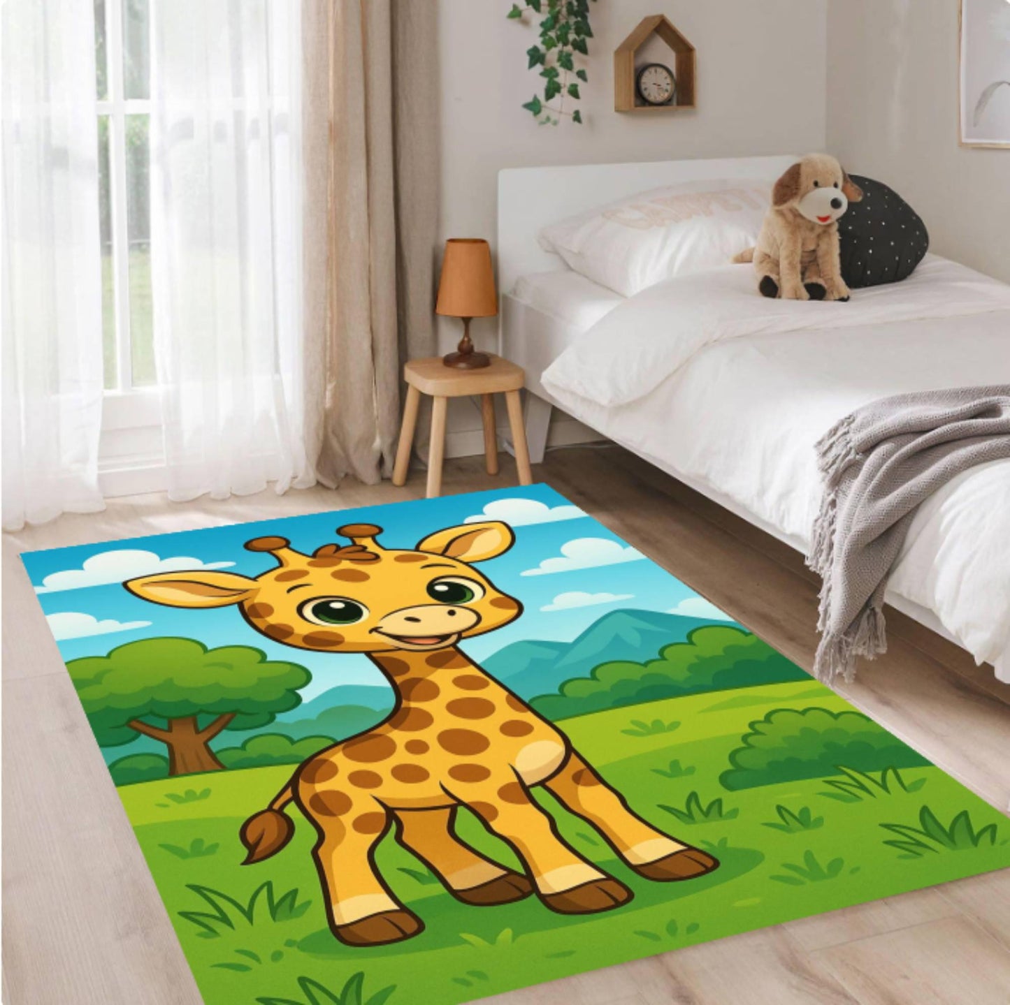 Washable Giraffe Decor Rug for Kids Room