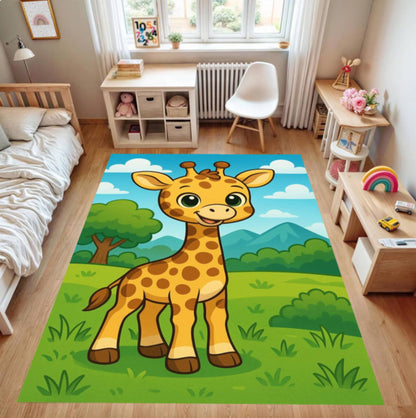 Washable Giraffe Decor Rug for Kids Room