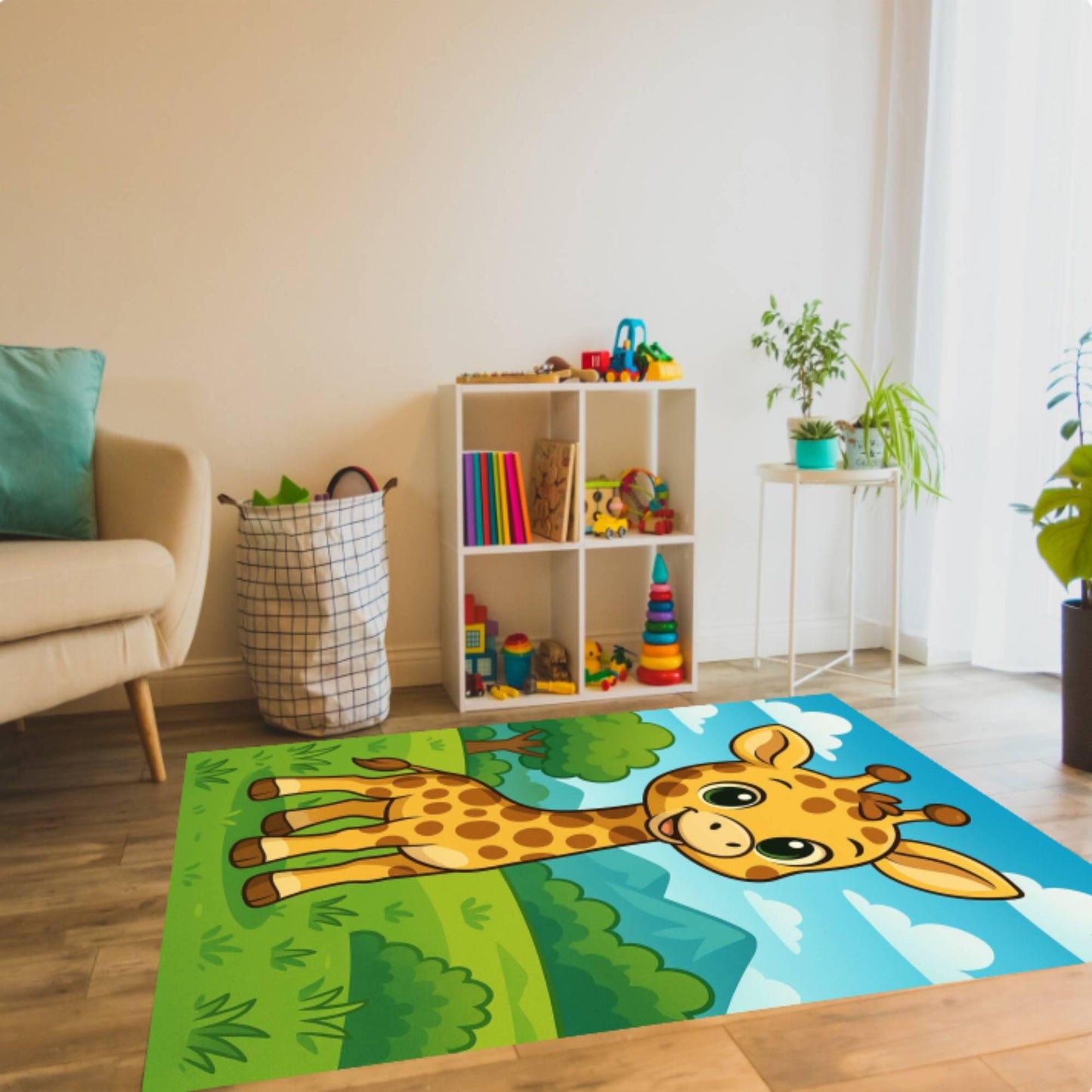 Washable Giraffe Decor Rug for Kids Room