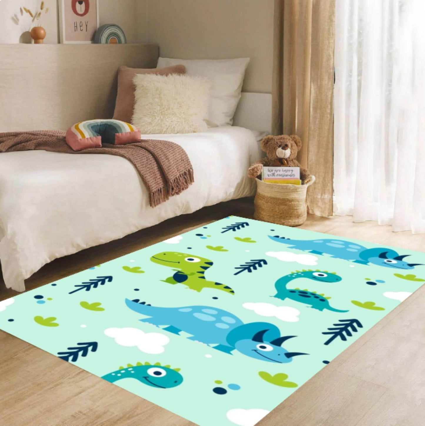 Kids Rug Dinosaur Decor Washable