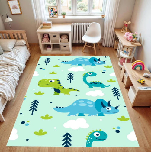 Dinosaur Kids Rug, Washable Nursery Playroom Carpet