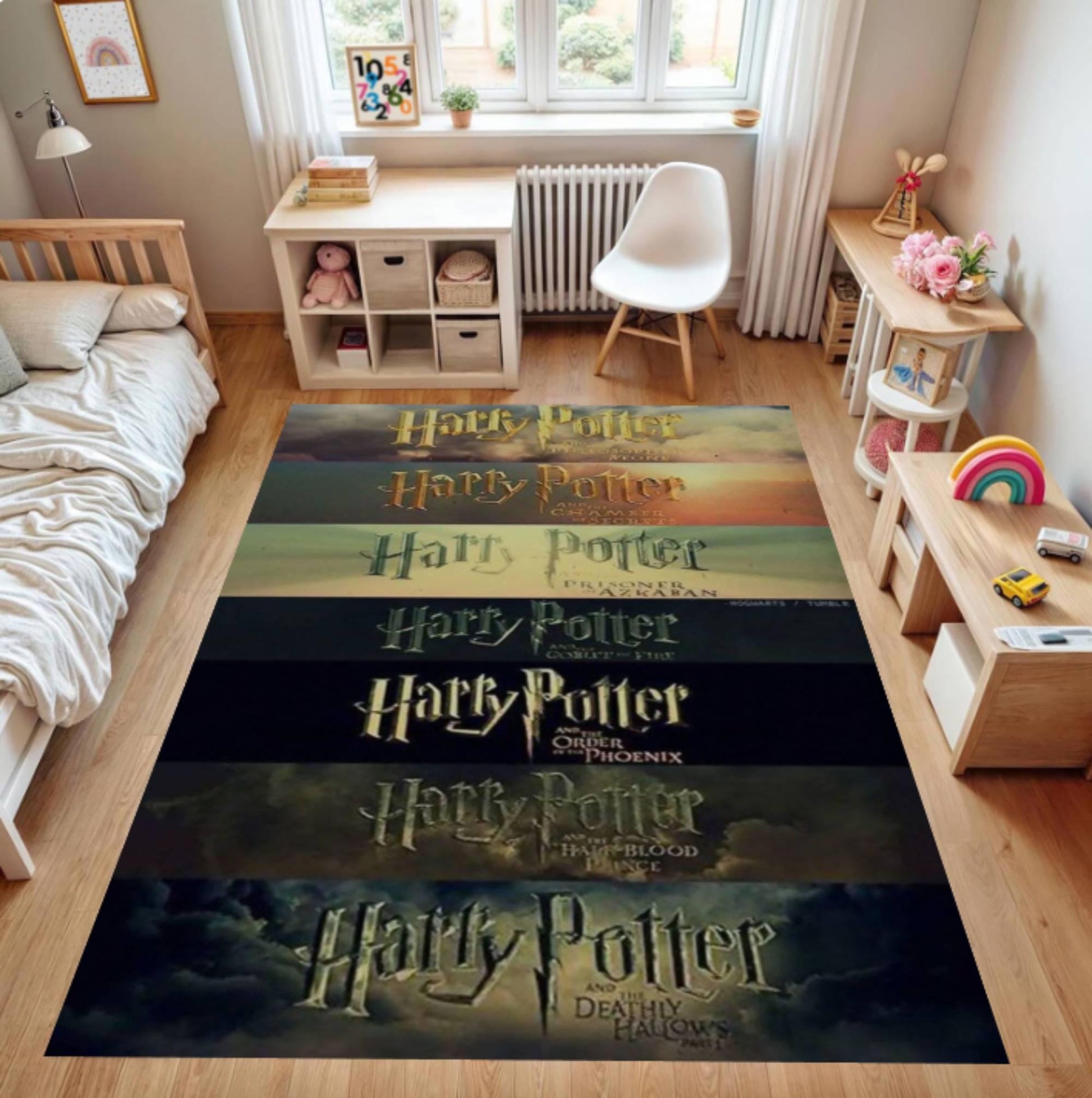 Wizard Movie Collage Rug, Fantasy Film Art, Washable Non-Slip Area Rug