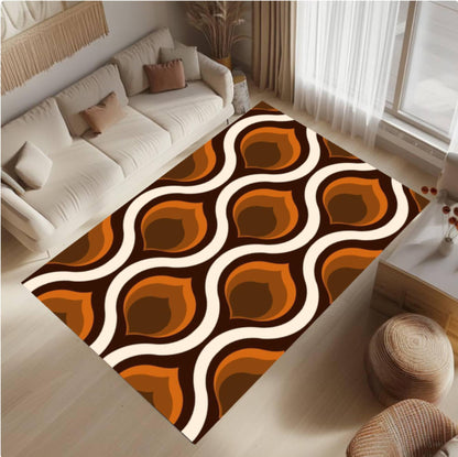 Mid-Century Modern Geometric Area Rug – Retro Abstract Washable