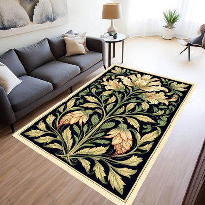 William Morris Flower Garden Rug Arts Crafts Style