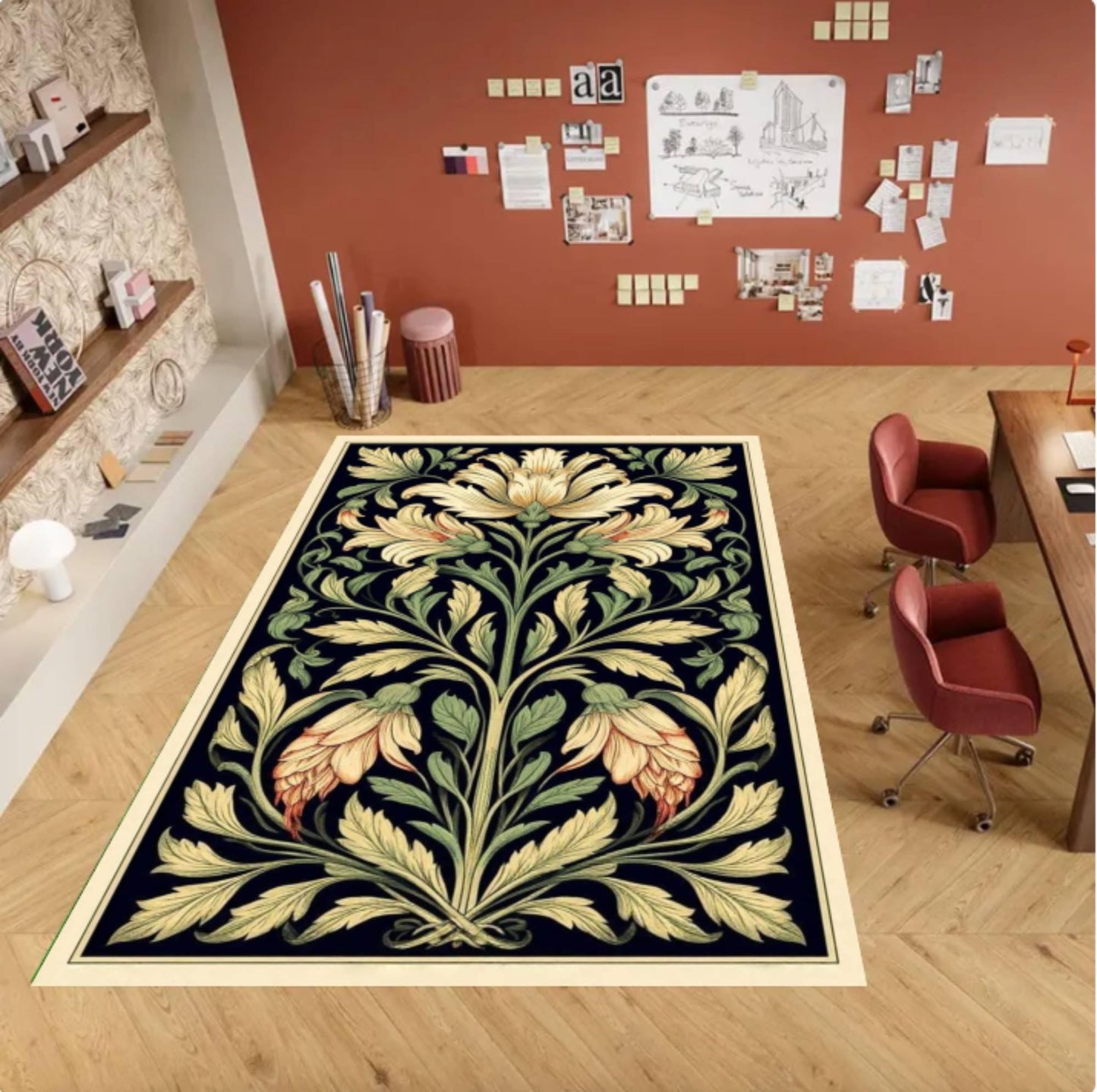 William Morris Flower Garden Rug Arts Crafts Style