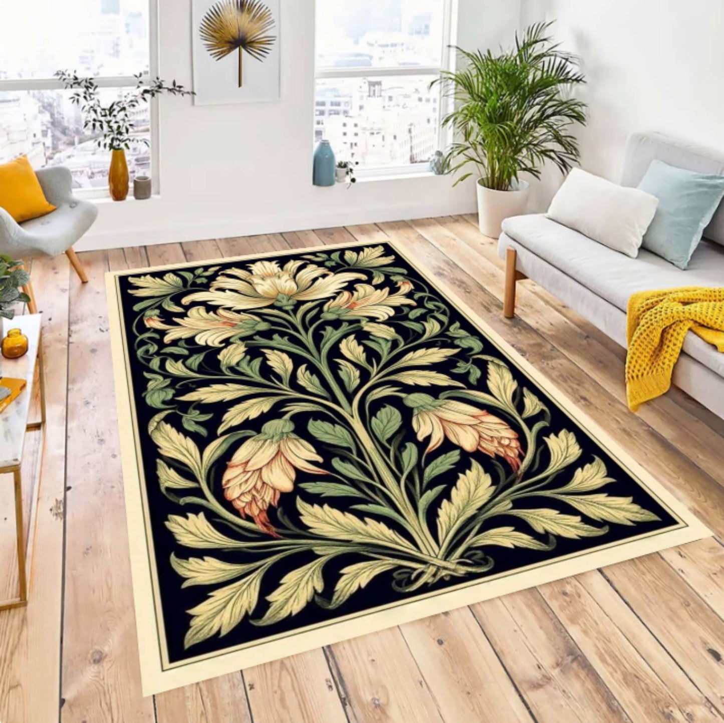 William Morris Flower Garden Rug, Arts & Crafts Style