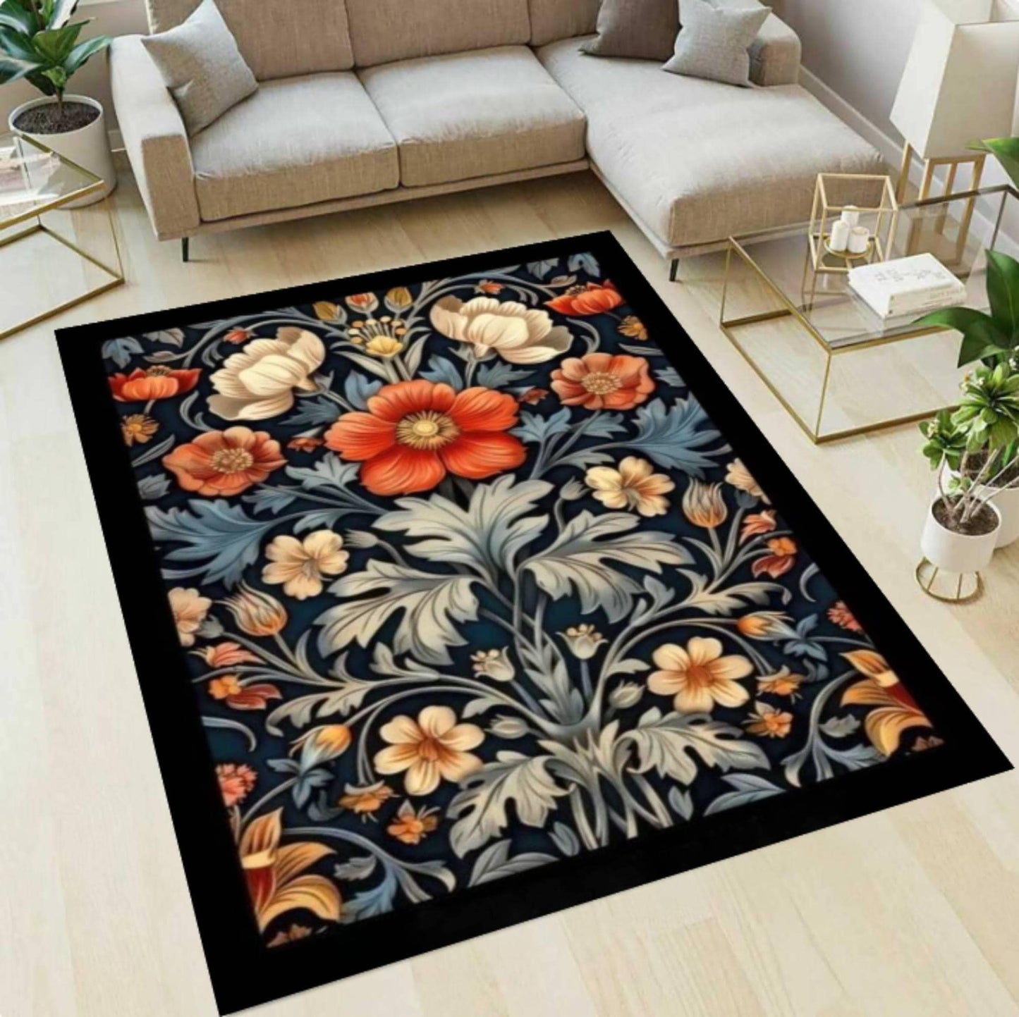 William Morris Floral Botanical Washable Non-slip Rug