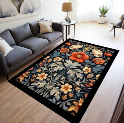 William Morris Floral Botanical Washable Non-slip Rug