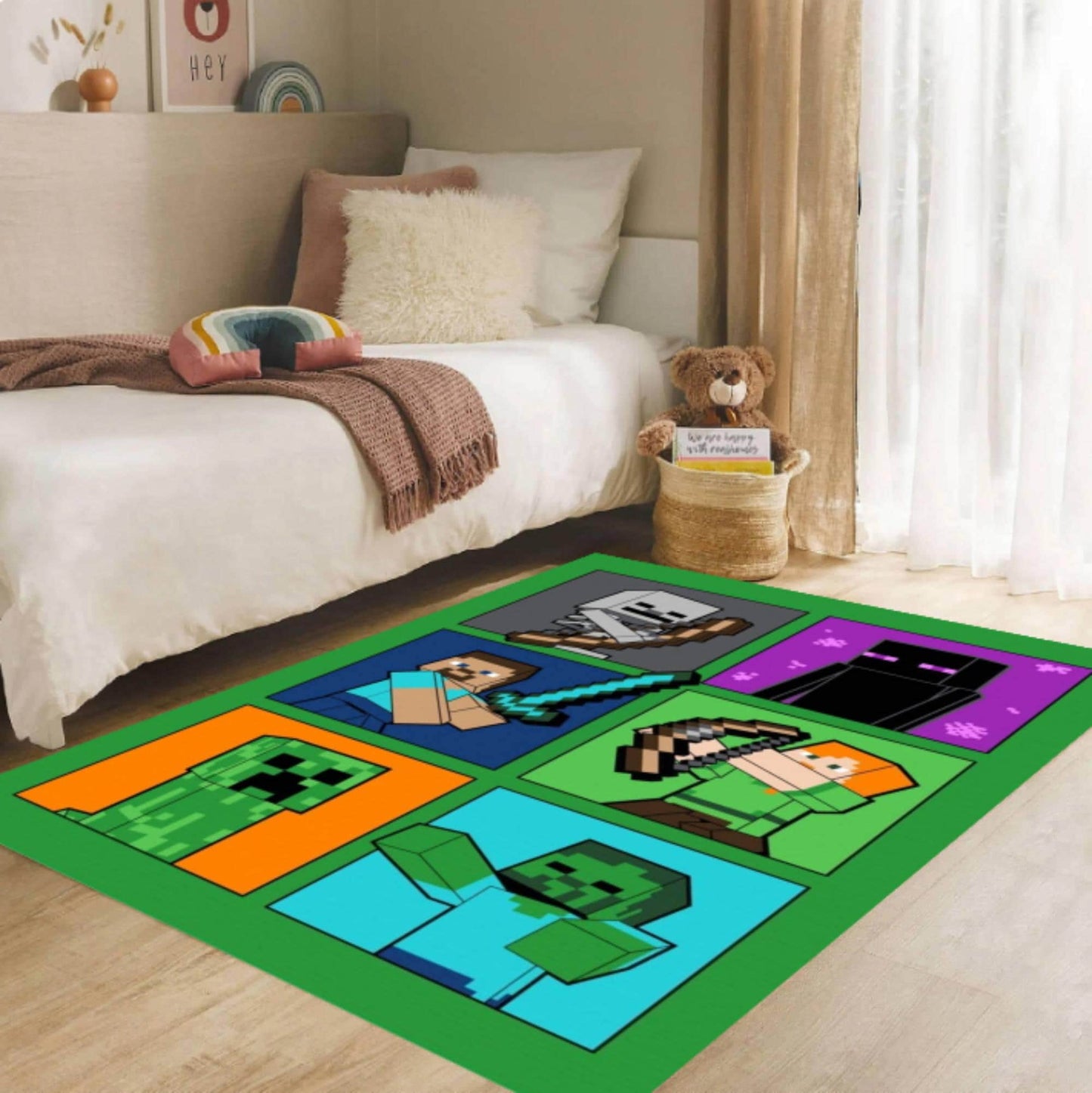 Pixel Game for Kids Washable Rug for Gamers