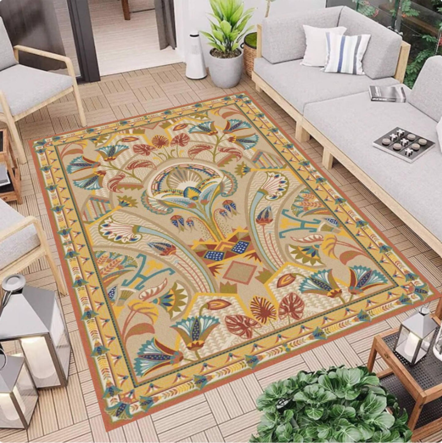 William Morris Floral Rug Washable Non-slip
