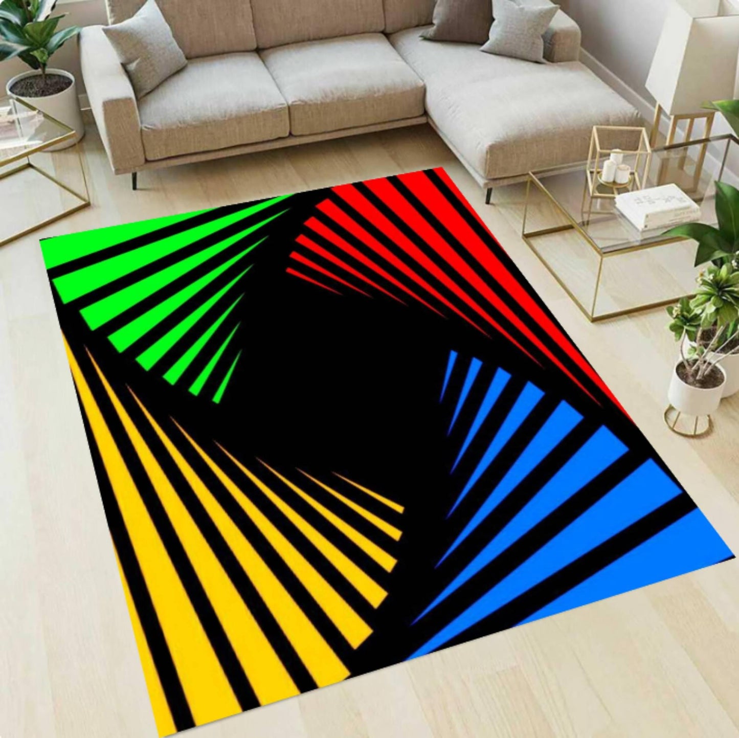 Modern Geometric Colorful Area Rug – Abstract Color Block
