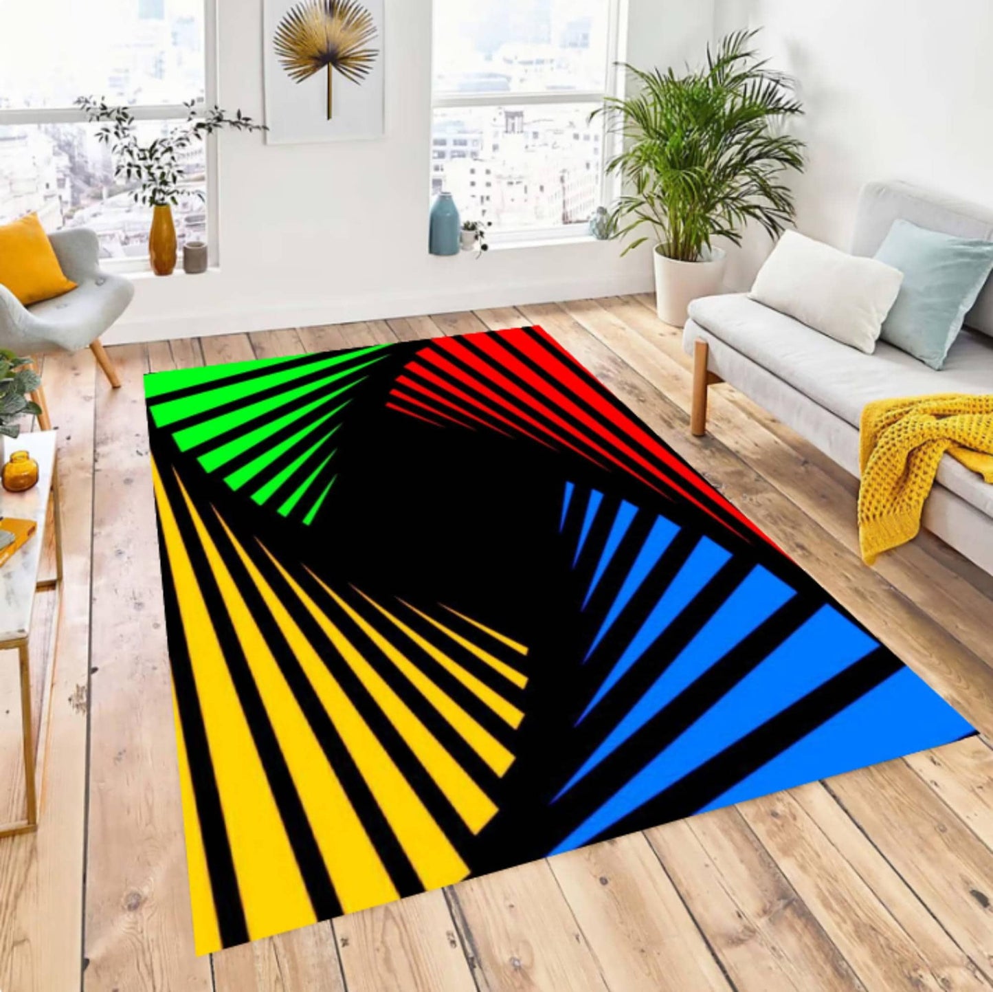 Modern Geometric Colorful Area Rug – Abstract Color Block