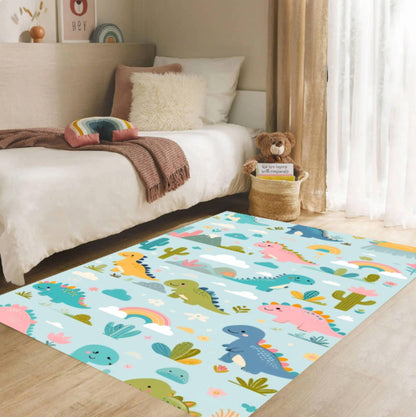 Dinosaur Cartoon Dino Playroom Kids Rug Washable Non-slip