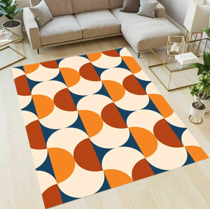 Mid-Century Modern Geometric Area Rug – Retro Abstract Colorful
