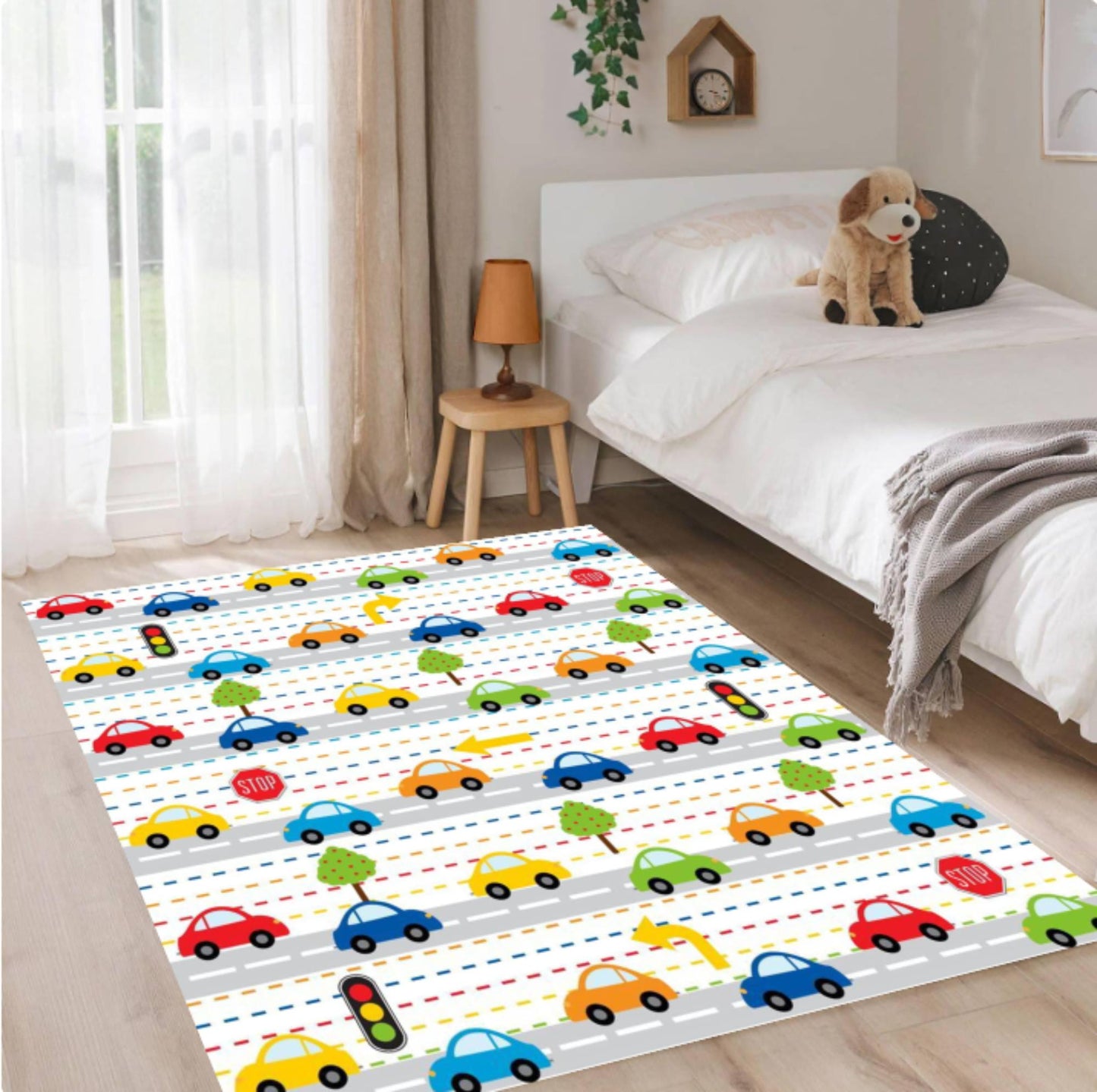 Kids City Traffic Road Map Area Rug – Play Car Track Washable