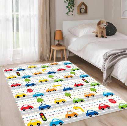 Kids City Traffic Road Map Area Rug – Play Car Track Washable