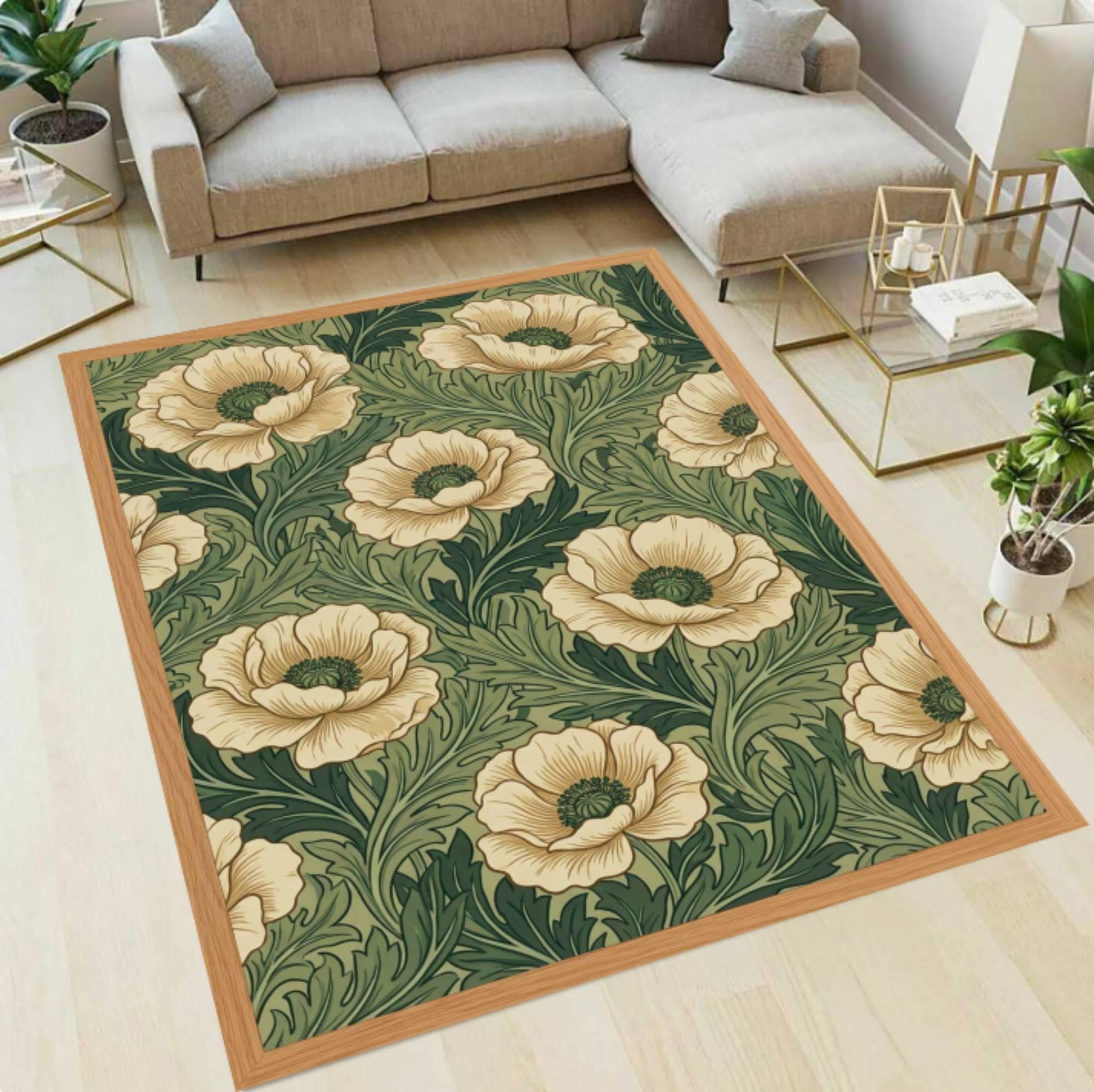 William Morris Flower Garden Rug, Arts & Crafts Style