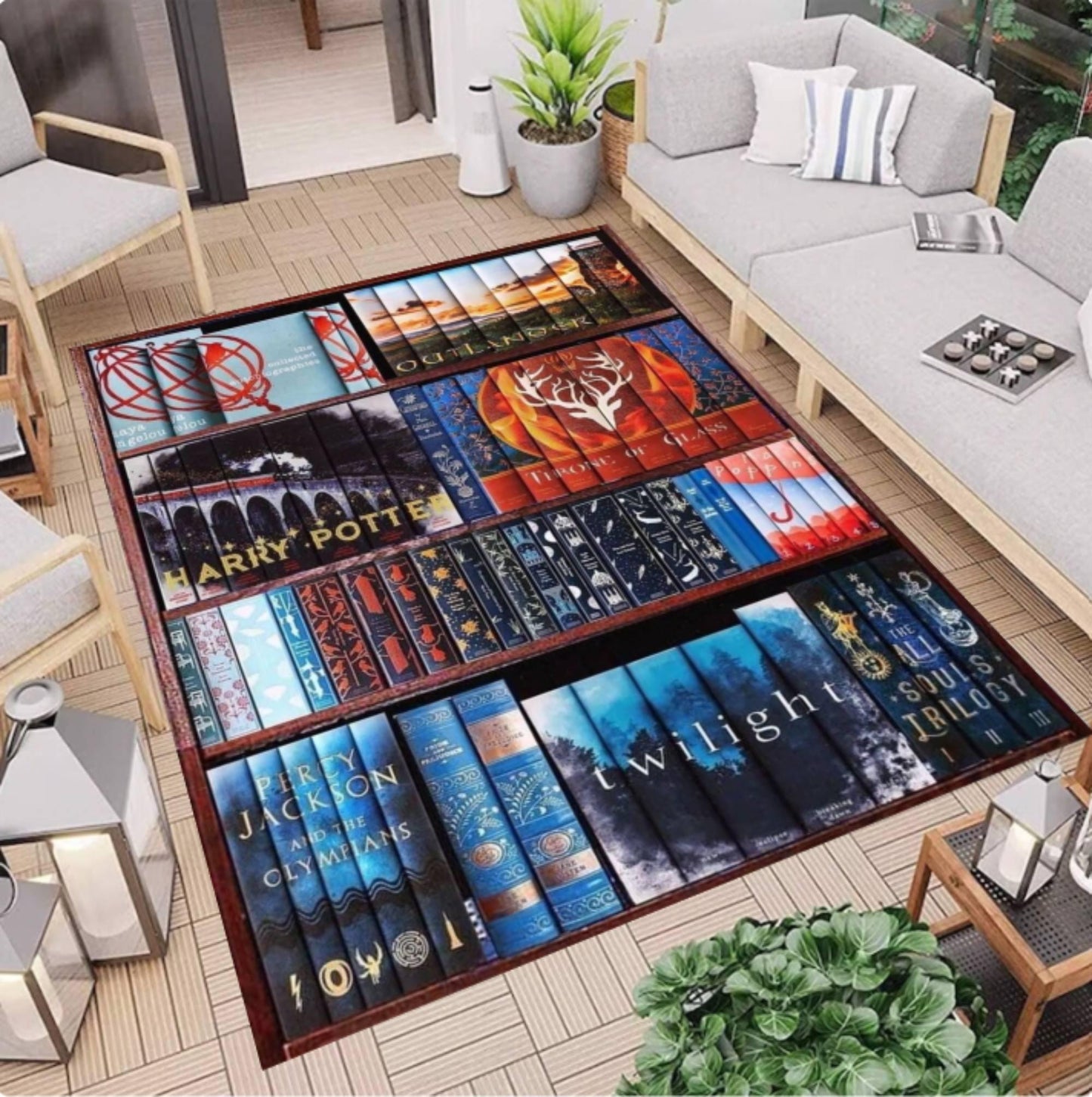 Fantasy Bookshelf Washable Non-slip Rug