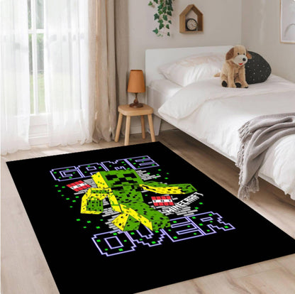 Pixel Monster Game Over Kids Area Rug Washable Non-slip