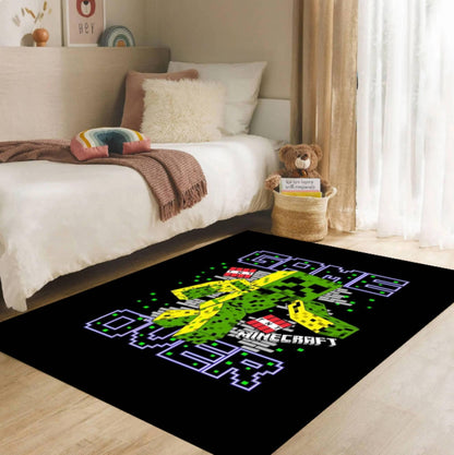 Pixel Monster Game Over Kids Area Rug Washable Non-slip