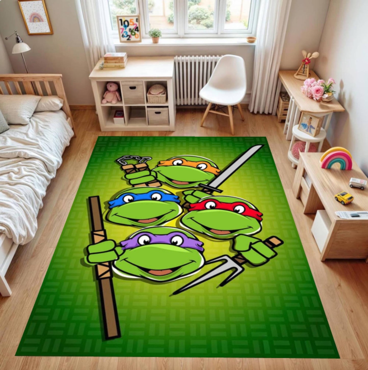 Cartoon Ninja Turtle Heroes Kids Area Rug