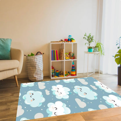 Blue Cloud Nursery Rug Washable Non-slip