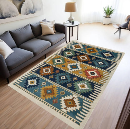 Boho Geometric Rug Washable Southwestern Tribal Rug