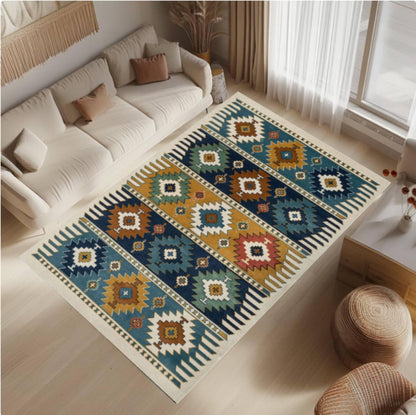 Boho Geometric Rug Washable Southwestern Tribal Rug