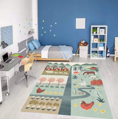 Rug Farm for Kids Washable Rug Playroom Decor