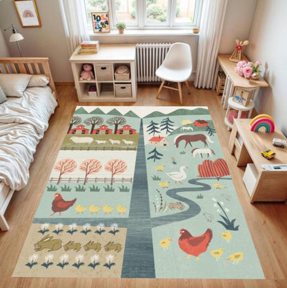 Rug Farm for Kids Washable Rug Playroom Decor