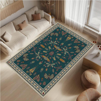 Dark Academia Botanical Insect Area Rug – Washable Non-Slip