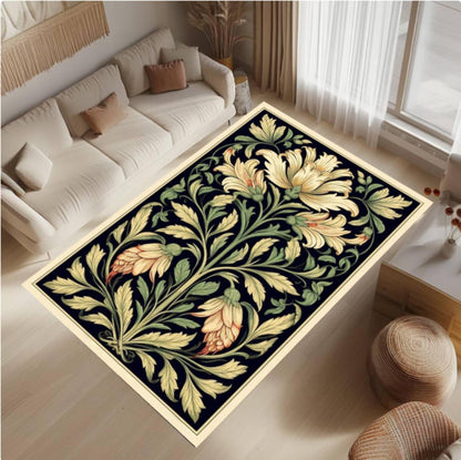 William Morris Flower Garden Rug Arts Crafts Style