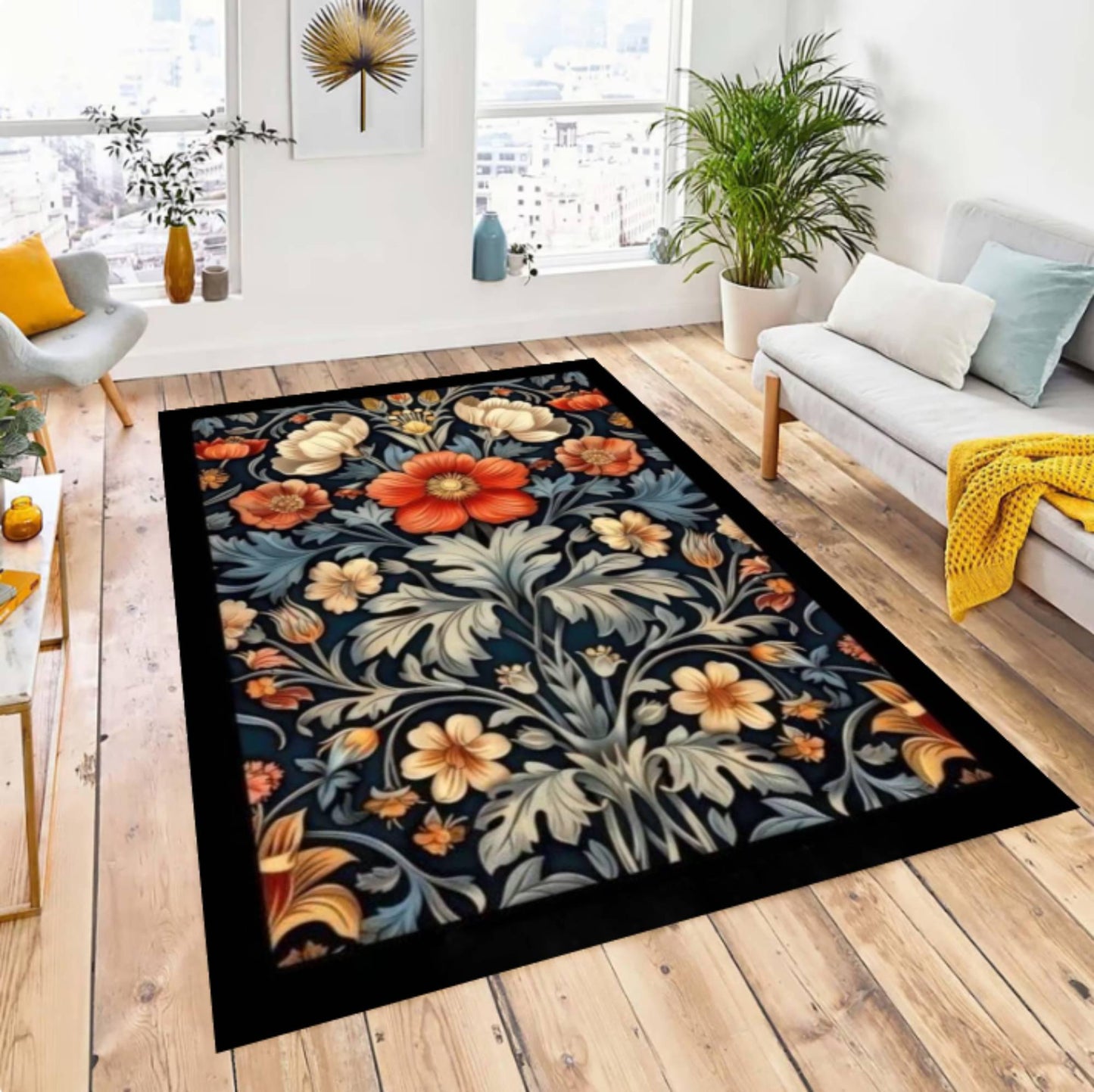 William Morris Floral Botanical Washable Non-slip Rug